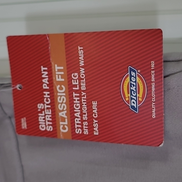 Dickies SZ 7 Pants Stretch Gray Taupe Classic Fit Straight Leg Girls NEW Uniform - Picture 7 of 13